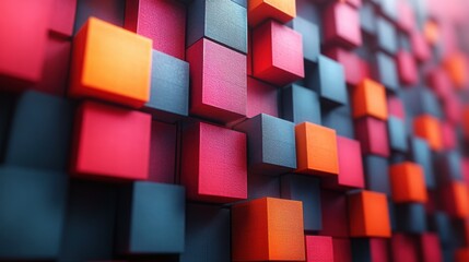Fototapeta premium abstract 3d render multicolored geometric background with cubes motion design seamless looped animatio