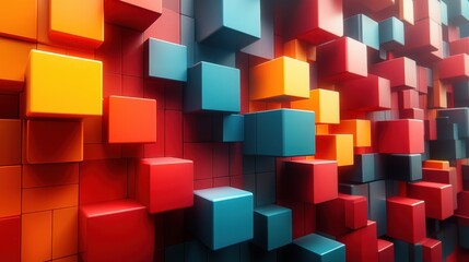 abstract 3d render multicolored geometric composition background design with cube