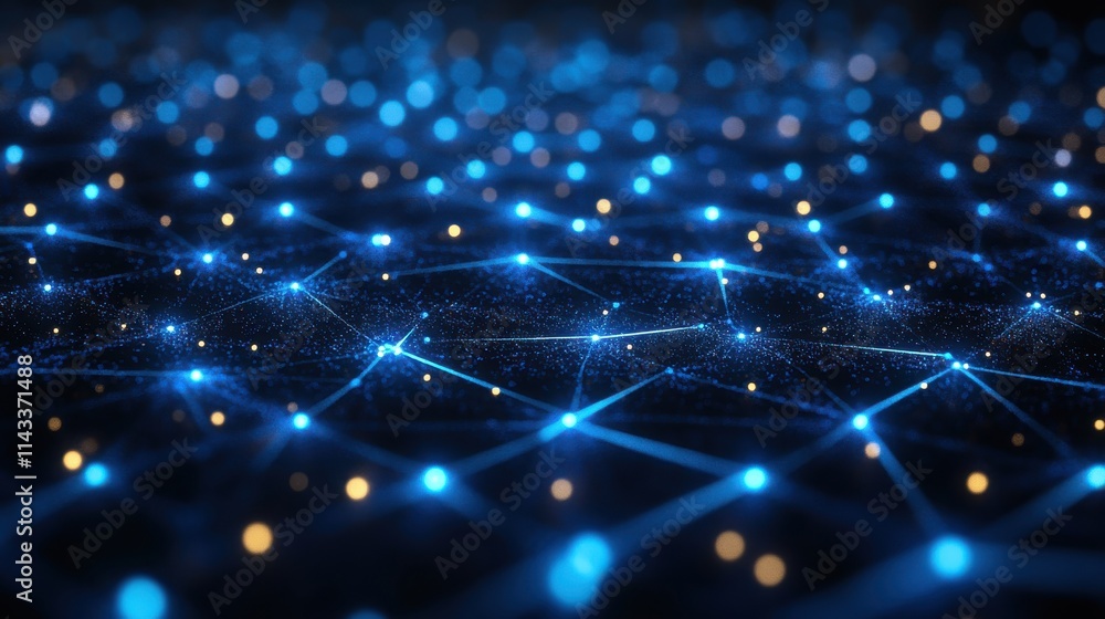 Poster abstract 3d render network concept blue background design animatio