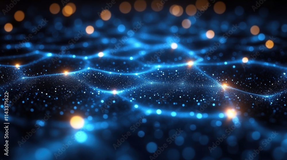 Poster abstract 3d render network concept blue background design animatio