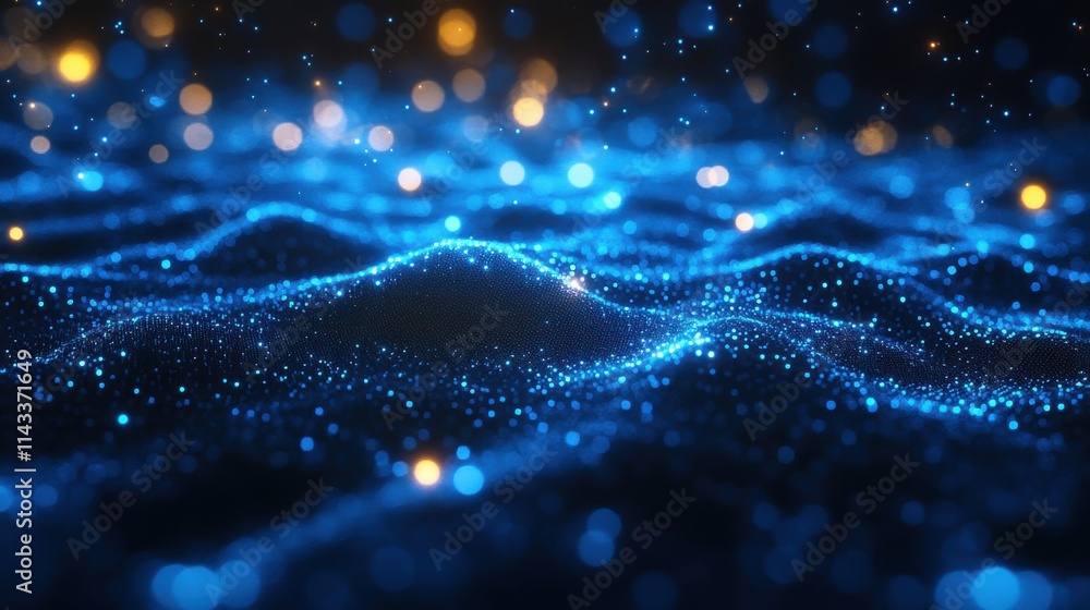 Poster abstract 3d render network concept blue background design animatio