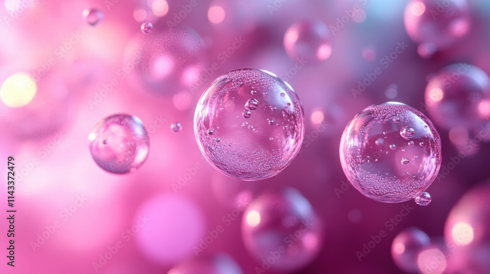 Poster abstract 3d render of bubbles modern background desig