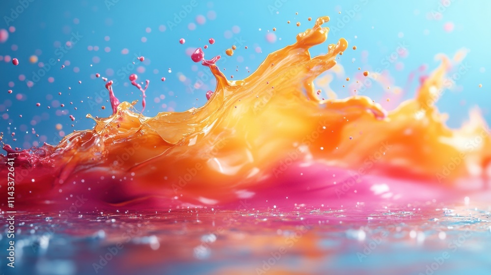 Aufkleber abstract 3d render of colorful paint splash background desig
