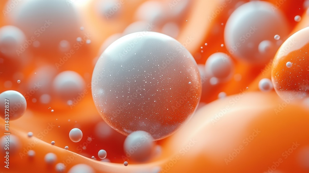 Poster abstract 3d render of composition with spheres modern background desig