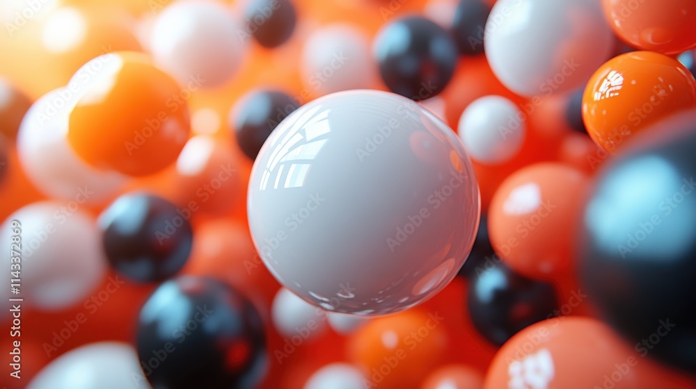 Poster abstract 3d render of composition with spheres modern background desig