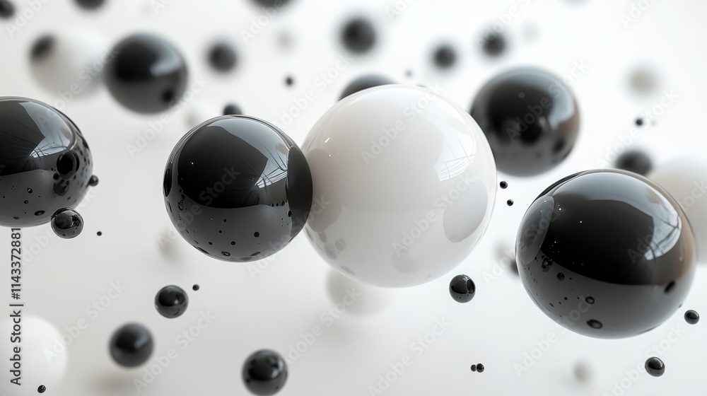 Aufkleber abstract 3d render of composition with spheres modern background desig
