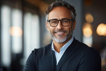 Fototapeta premium Businessman Office Portrait Middle Aged Smiling Corporate Manager Professional Businessperson