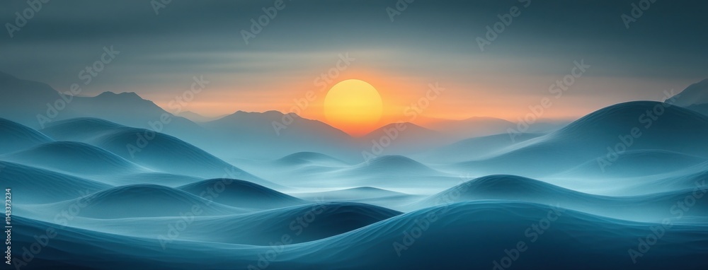 Poster modern abstract teal composition with geometric lines and smooth gradients