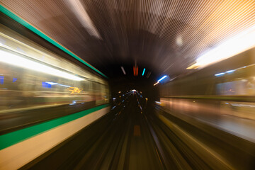 Motion blur of a subway tunnel