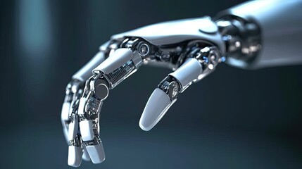 Close-up of a Futuristic Robotic Hand, Precision Engineering Marvel