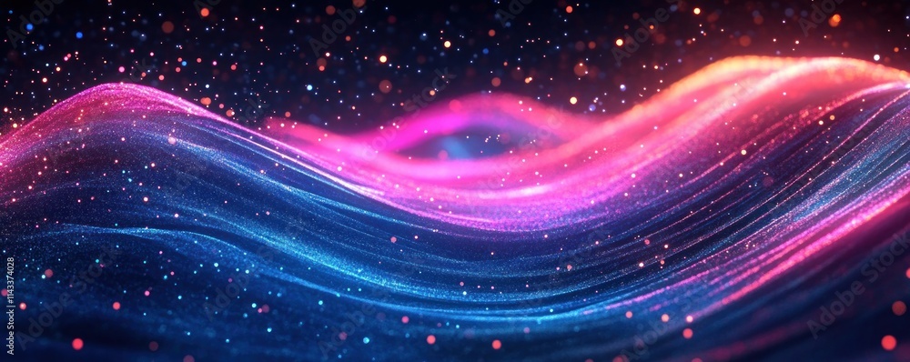 Aufkleber abstract digital background with light trails and glowing particles for technology and ai
