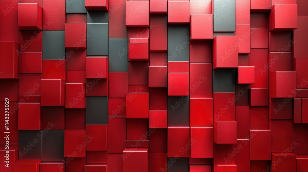 Aufkleber abstract 3d render red geometric background with cubes modern animation motion design seamless loope
