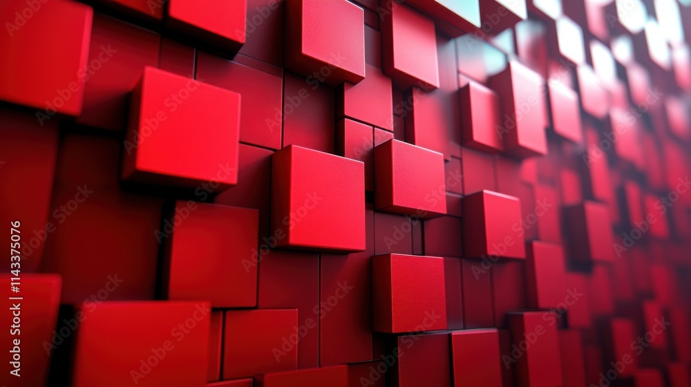 Poster abstract 3d render red geometric background with cubes modern animation motion design seamless loope