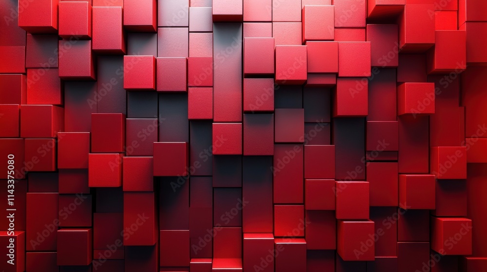Poster abstract 3d render red geometric background with cubes modern animation motion design seamless loope