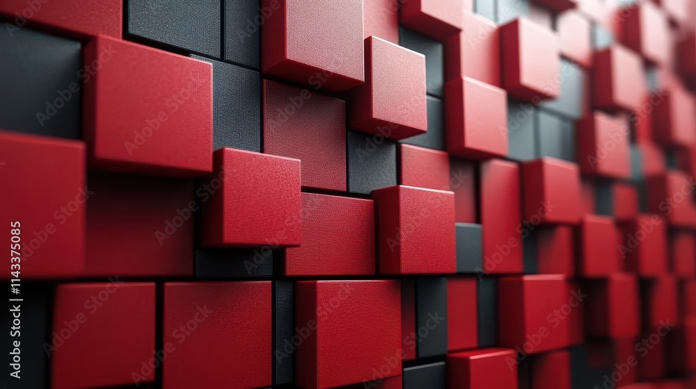 Poster abstract 3d render red geometric background with cubes modern animation motion design seamless loope