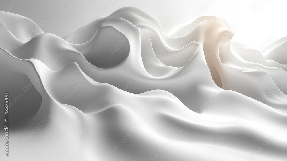 Poster abstract 3d render white background with wavy lines modern animation motion design seamless looped v