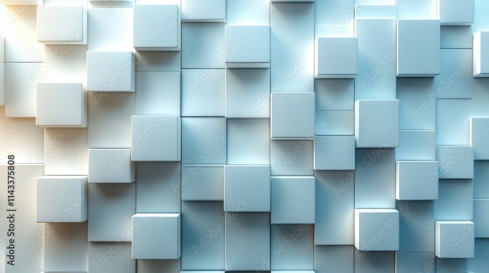 Poster abstract 3d render white geometric background with cubes modern animation motion design seamless loo