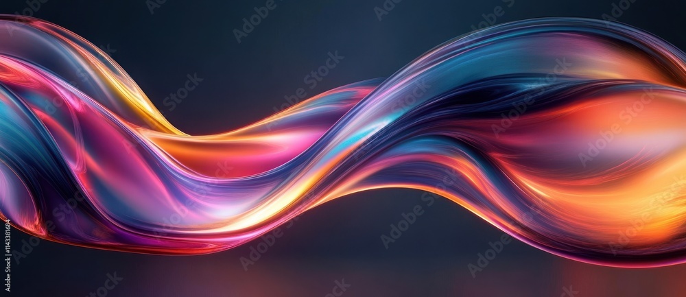 Poster iridescent abstract fluid background with wavy colorful shapes