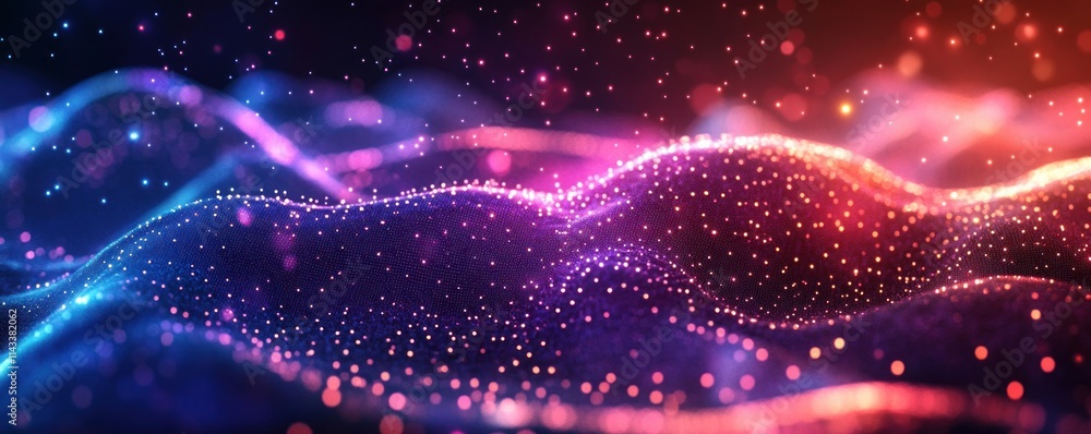 Poster futuristic digital background for neural networks and ai with glowing patterns and vibrant colors