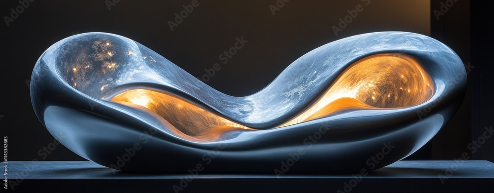 Aufkleber abstract modern minimalist sculpture with smooth curves and soft lighting