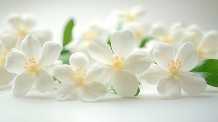 Obraz premium arabian jasmine flower close up stock image isolated on white background jasmine