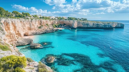 Obraz premium Stunning Coastal Landscape with Turquoise Water and Cliffs