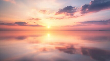 Serene Sunset Over Calm Waters with Vivid Sky Colors at Dusk