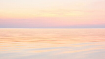 Serene Calm Sunset Over Tranquil Water Surface with Gentle Waves