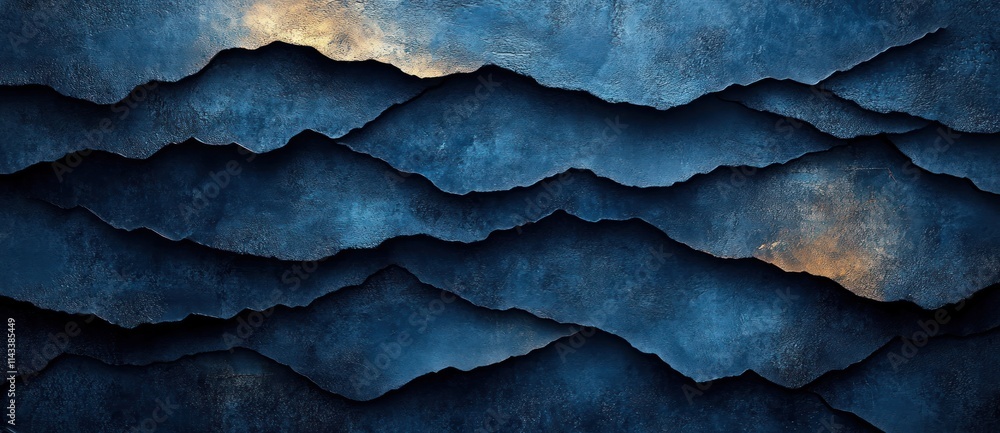 Poster geometric abstract background with dark blue gradient and textured shapes in modern minimalist style