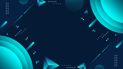 Abstract Geometric Background with Cyan Shapes and Blue Gradient Design