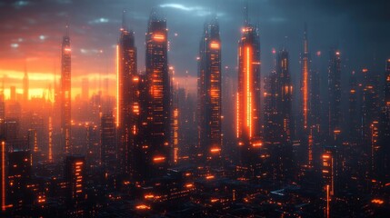 Fototapeta premium Futuristic City Power Grid Analysis with Energy Consumption and Market Trends Graphs Overlaid on Glass