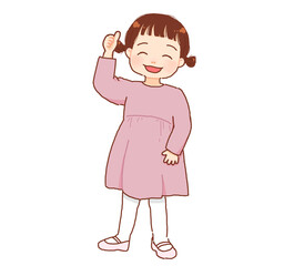 親子を立てる女の子