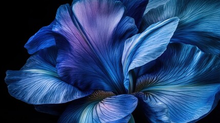 Vibrant Blue Flower with Intricate Petals and Textures