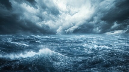 Dramatic Ocean Waves Under Dark Stormy Clouds Capturing Nature's Power