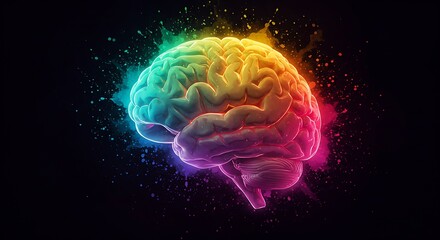 Fototapeta premium Human brain exploding with knowledge and creativity concept. creativity, intelligence, and innovation neuroscience, mental health, and futuristic technology artistic innovative knowledge, imagination 