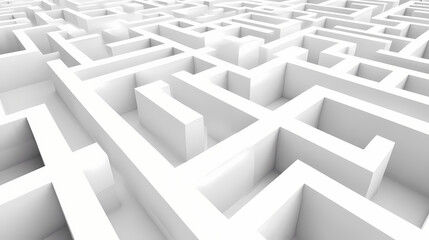 White maze. Labyrinth. Illustration