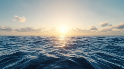 Fototapeta premium Serene Sunrise Over Calm Ocean Waves with Soft Clouds Above