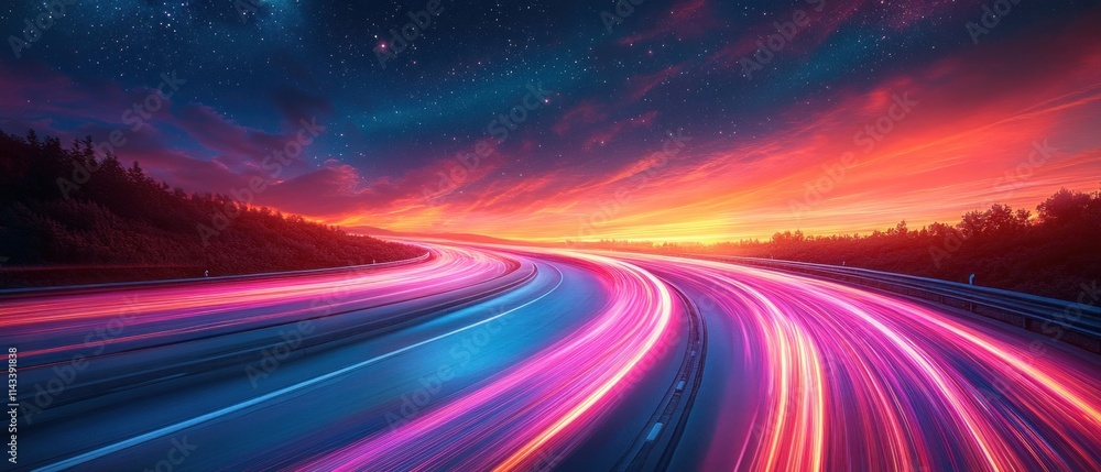 Leinwandbilder dynamic motorsport racing background with neon stripes and speed blur for app and website design