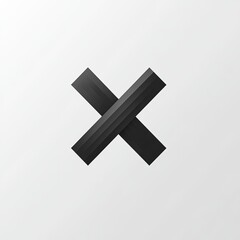 Obraz premium Minimalist black X symbol on white background.