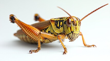Fototapeta premium grasshopper close up stock image isolated on white background grasshopper