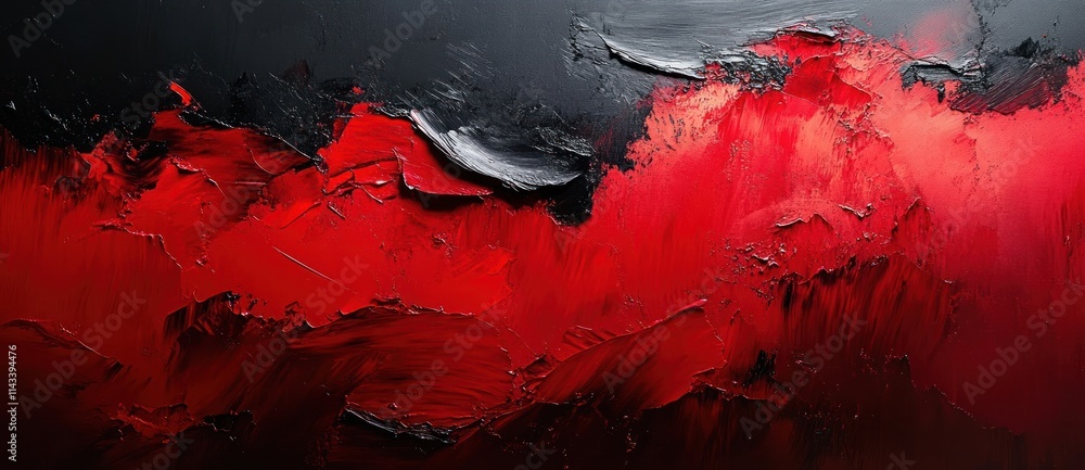 Aufkleber vibrant red and black abstract expressionism texture gradient background noise banner design