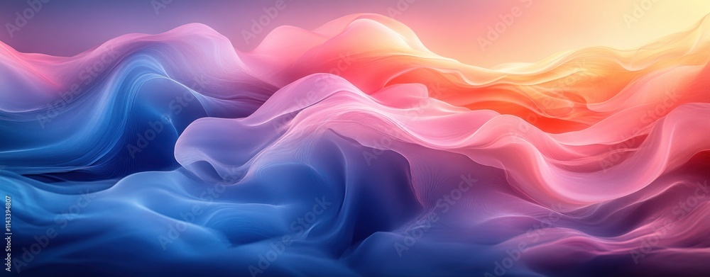 Aufkleber Flowing Blue and Pink Abstract Background with Smooth Gradients and Curvilinear Forms