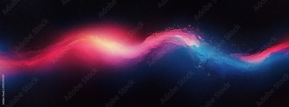 Poster vibrant abstract impressionism gradient wave background in pink and blue with dynamic brush strokes 