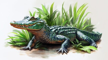 Naklejka premium illustration of crocodile isolated on white background crocodile