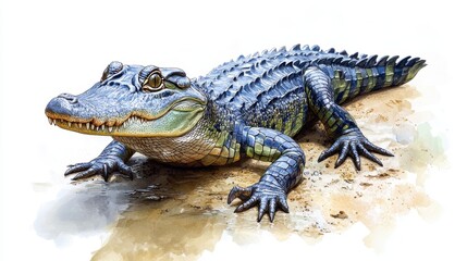 Naklejka premium illustration of crocodile isolated on white background crocodile