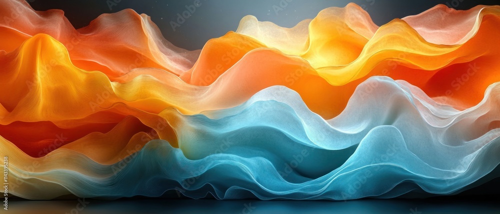 Poster vibrant abstract fluid wave design with curves and gradient colors