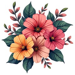 Obraz premium Elegant Flower Clip Art Set: Vector Flowers, PNG Clipart & Bouquet Designs