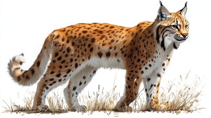 Fototapeta premium illustration of lynx isolated on white background lynx