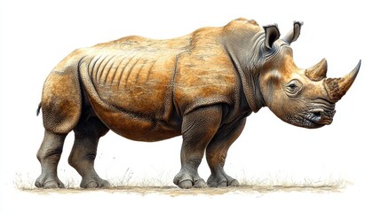 Fototapeta premium illustration of rhinoceros isolated on white background rhinoceros