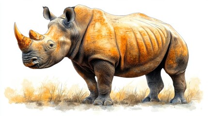 Obraz premium illustration of rhinoceros isolated on white background rhinoceros